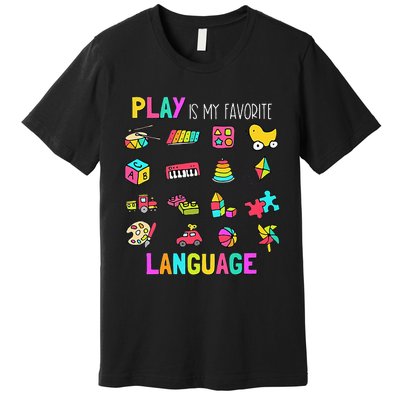 Speech Rapy Play Is My Favorite Language Slp Rapist Premium T-Shirt