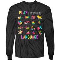 Speech Rapy Play Is My Favorite Language Slp Rapist Tie-Dye Long Sleeve Shirt