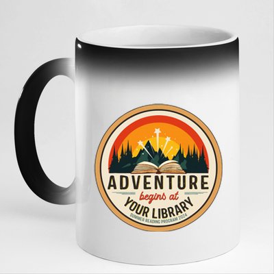 Summer Reading Program 2024 Adventure Begins At Your Library 11oz Black Color Changing Mug