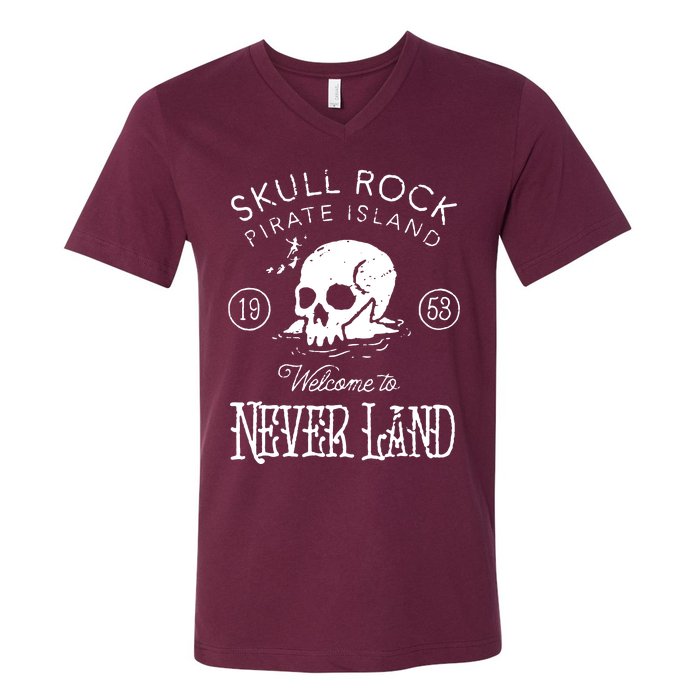 Skull Rock Pirate Island Never Land V-Neck T-Shirt