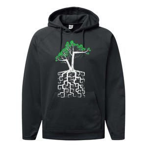 Square Root Pun With A Tree And Math Performance Fleece Hoodie