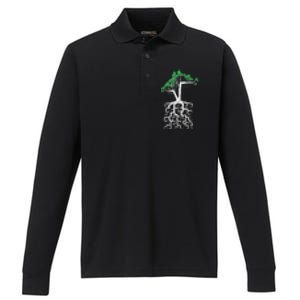 Square Root Pun With A Tree And Math Performance Long Sleeve Polo