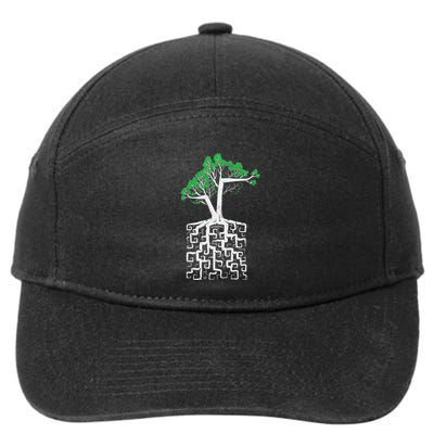 Square Root Pun With A Tree And Math 7-Panel Snapback Hat