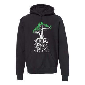 Square Root Pun With A Tree And Math Premium Hoodie