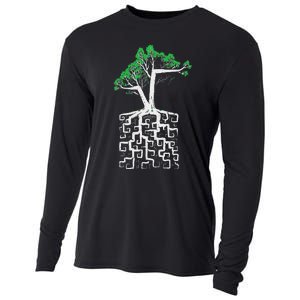 Square Root Pun With A Tree And Math Cooling Performance Long Sleeve Crew