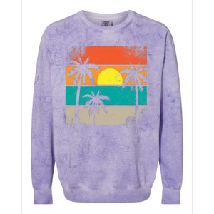 Summer Retro Palm Trees Tropical Colorblast Crewneck Sweatshirt