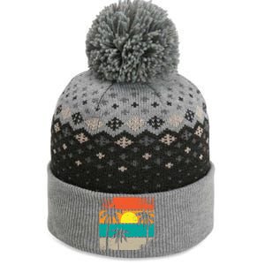 Summer Retro Palm Trees Tropical The Baniff Cuffed Pom Beanie