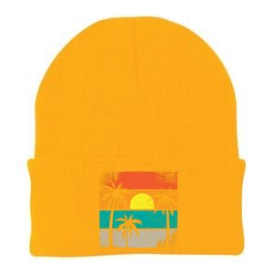 Summer Retro Palm Trees Tropical Knit Cap Winter Beanie