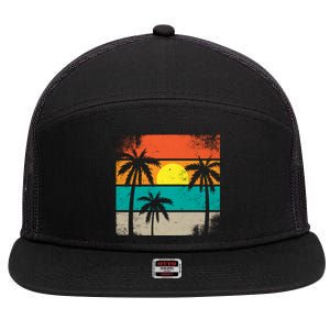 Summer Retro Palm Trees Tropical 7 Panel Mesh Trucker Snapback Hat