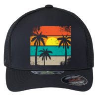 Summer Retro Palm Trees Tropical Flexfit Unipanel Trucker Cap