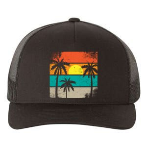 Summer Retro Palm Trees Tropical Yupoong Adult 5-Panel Trucker Hat