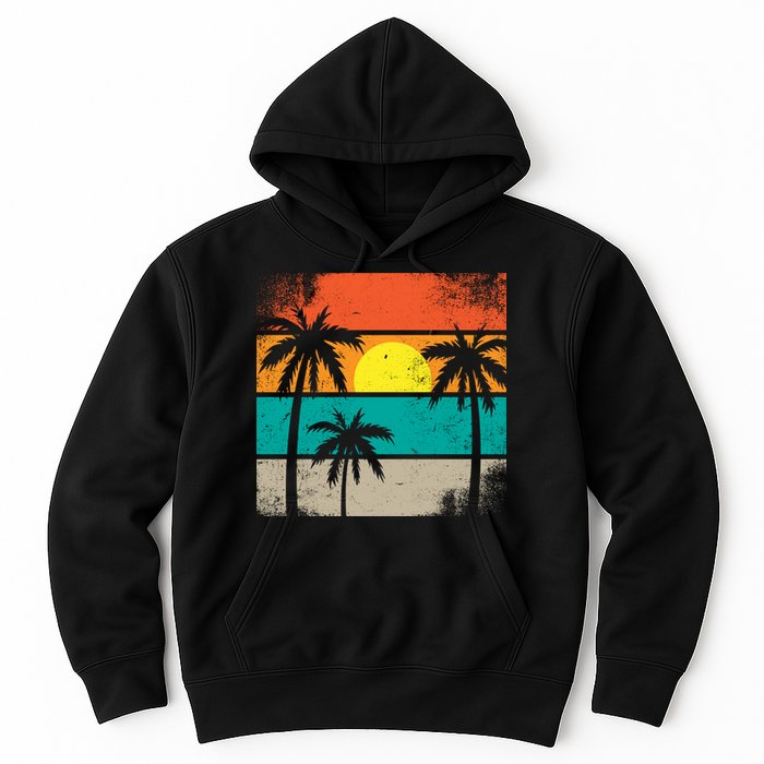 Summer Retro Palm Trees Tropical Hoodie