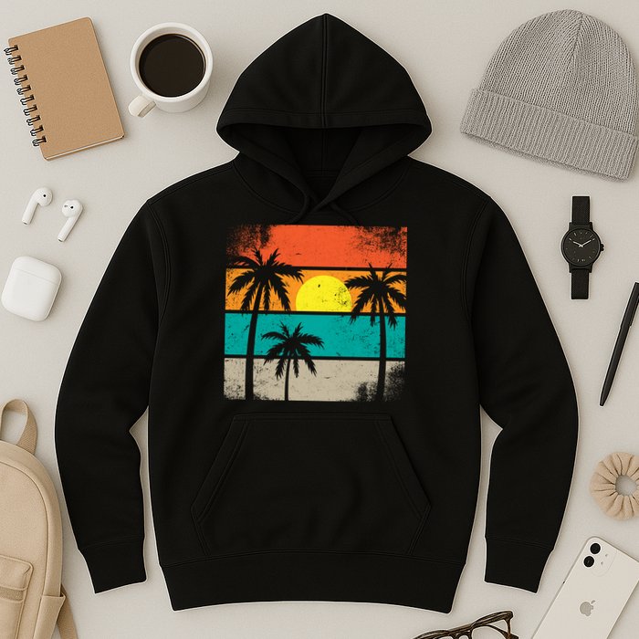 Summer Retro Palm Trees Tropical Hoodie