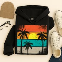 Summer Retro Palm Trees Tropical Hoodie