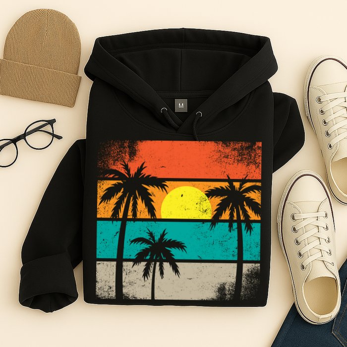 Summer Retro Palm Trees Tropical Hoodie