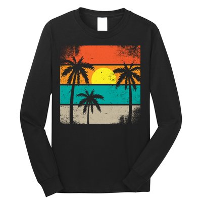 Summer Retro Palm Trees Tropical Long Sleeve Shirt