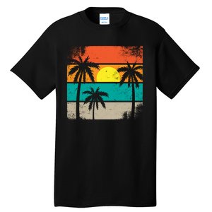 Summer Retro Palm Trees Tropical Tall T-Shirt