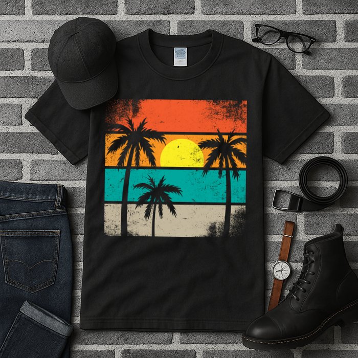 Summer Retro Palm Trees Tropical Tall T-Shirt