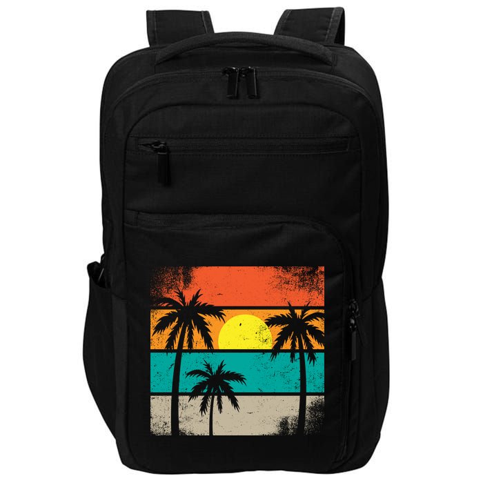 Summer Retro Palm Trees Tropical Impact Tech Backpack