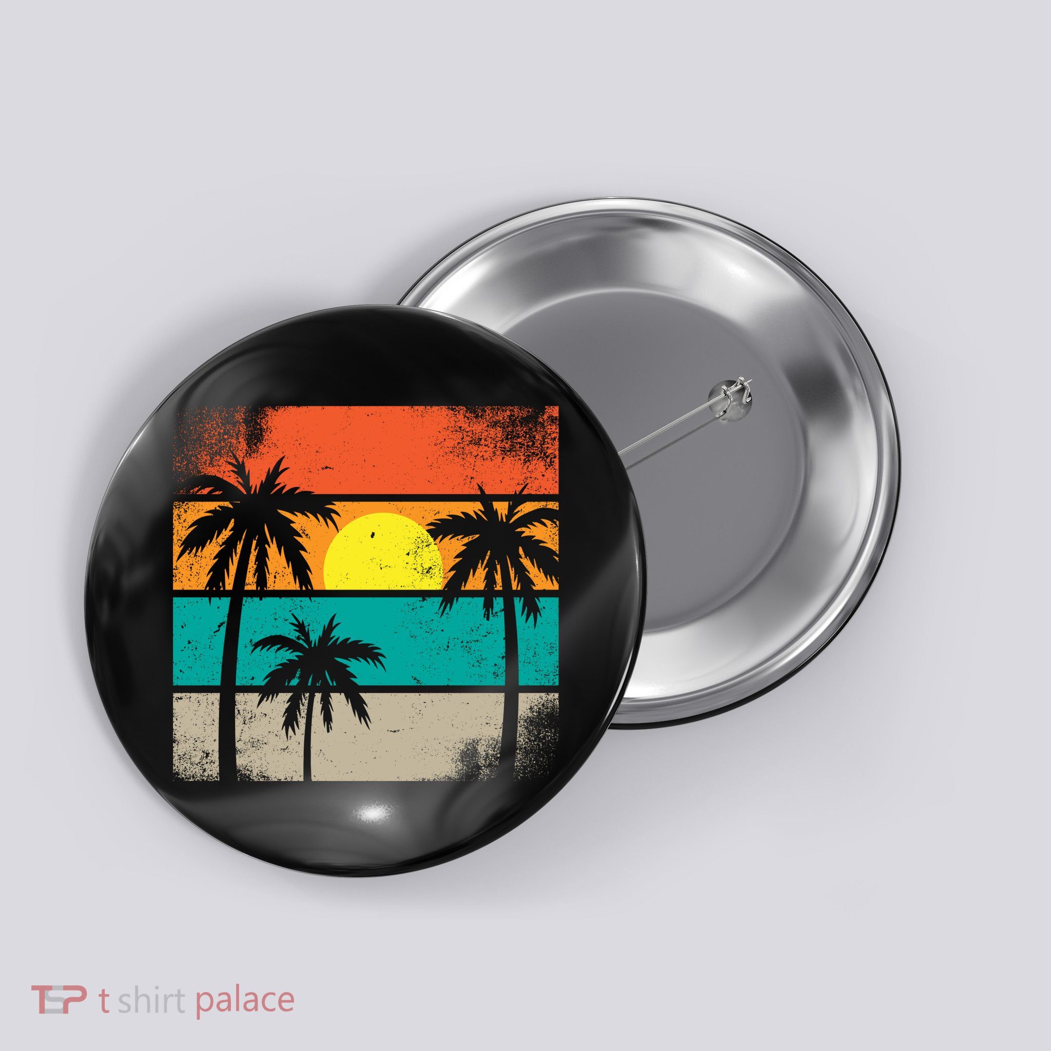 Summer Retro Palm Trees Tropical Button