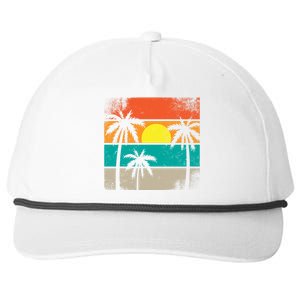 Summer Retro Palm Trees Tropical Snapback Five-Panel Rope Hat