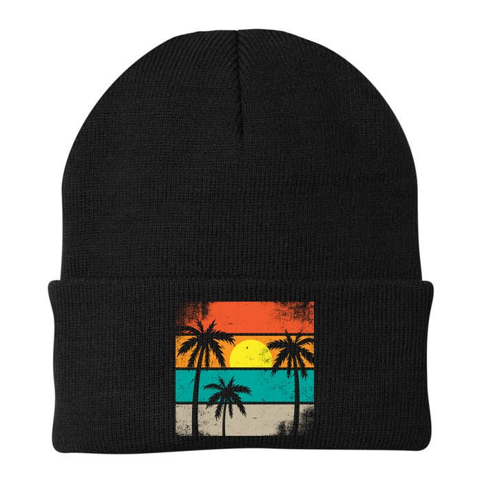 Summer Retro Palm Trees Tropical Beanie