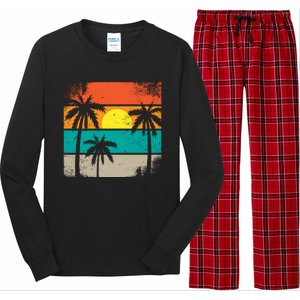 Summer Retro Palm Trees Tropical Long Sleeve Pajama Set