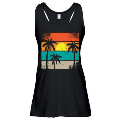 Summer Retro Palm Trees Tropical Ladies Essential Flowy Tank