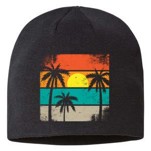 Summer Retro Palm Trees Tropical Sustainable Beanie