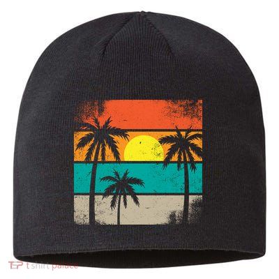 Summer Retro Palm Trees Tropical Sustainable Beanie