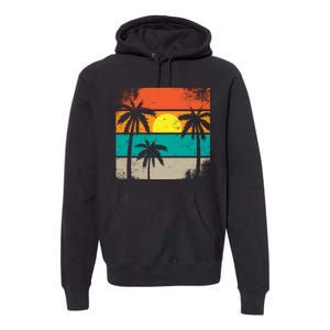 Summer Retro Palm Trees Tropical Premium Hoodie