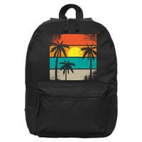 Summer Retro Palm Trees Tropical 16 in Basic Backpack