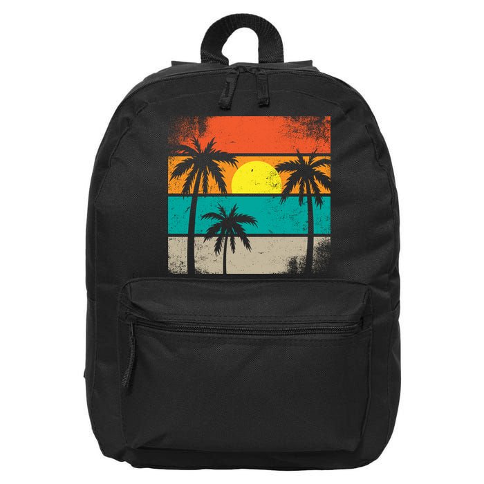 Summer Retro Palm Trees Tropical 16 in Basic Backpack