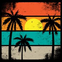 Summer Retro Palm Trees Tropical 16 in Basic Backpack