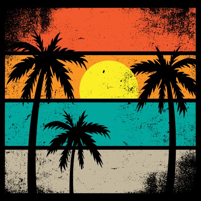 Summer Retro Palm Trees Tropical 16 in Basic Backpack