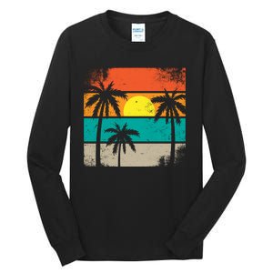 Summer Retro Palm Trees Tropical Tall Long Sleeve T-Shirt