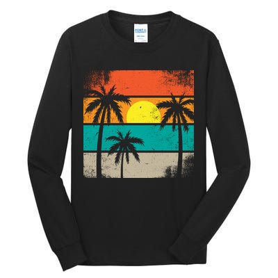 Summer Retro Palm Trees Tropical Tall Long Sleeve T-Shirt