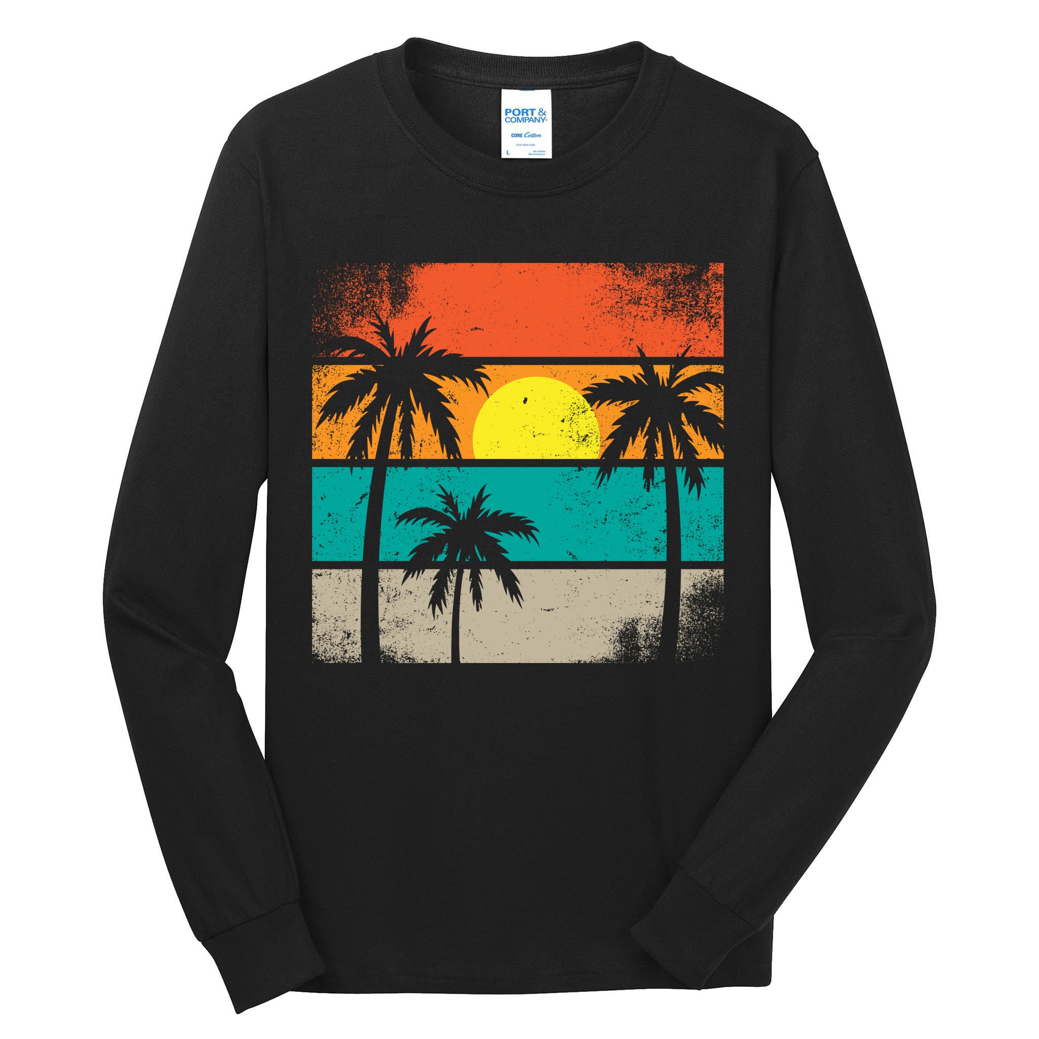 Summer Retro Palm Trees Tropical Tall Long Sleeve T-Shirt