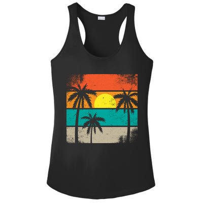 Summer Retro Palm Trees Tropical Ladies PosiCharge Competitor Racerback Tank