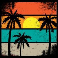Summer Retro Palm Trees Tropical Bag