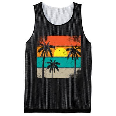 Summer Retro Palm Trees Tropical Mesh Reversible Basketball Jersey Tank