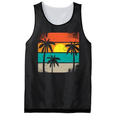 Summer Retro Palm Trees Tropical Mesh Reversible Basketball Jersey Tank