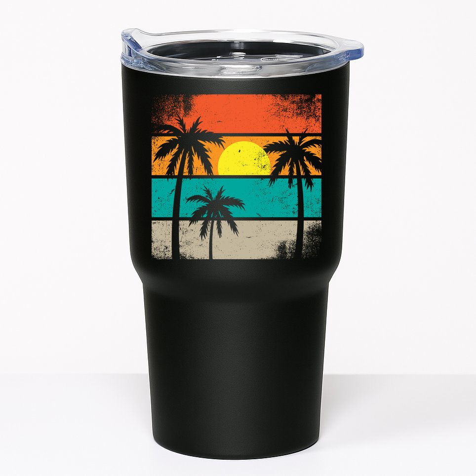 Summer Retro Palm Trees Tropical Tumbler