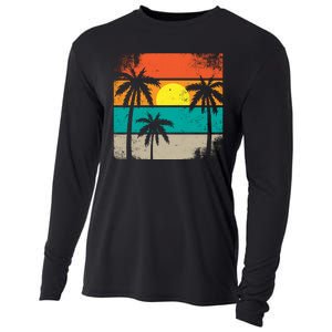 Summer Retro Palm Trees Tropical Cooling Performance Long Sleeve Crew