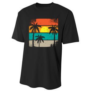 Summer Retro Palm Trees Tropical Performance Sprint T-Shirt