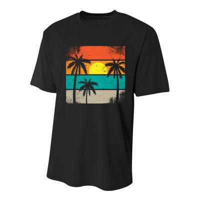 Summer Retro Palm Trees Tropical Youth Performance Sprint T-Shirt