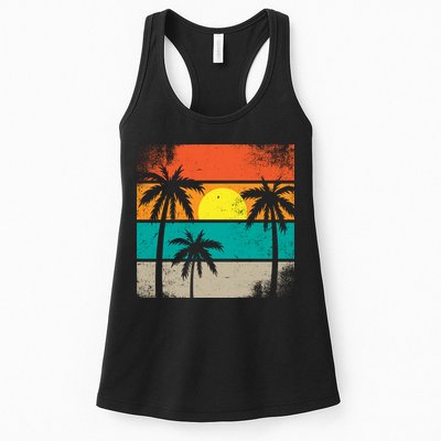 Summer Retro Palm Trees Tropical Womens Tank Top