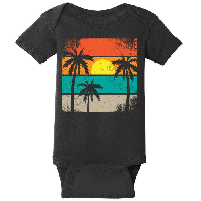 Summer Retro Palm Trees Tropical Baby Bodysuit
