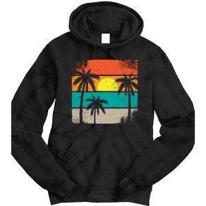 Summer Retro Palm Trees Tropical Tie Dye Hoodie