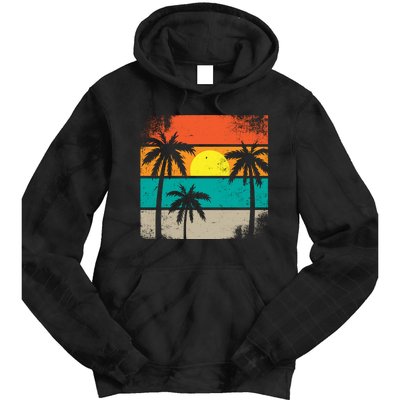 Summer Retro Palm Trees Tropical Tie Dye Hoodie